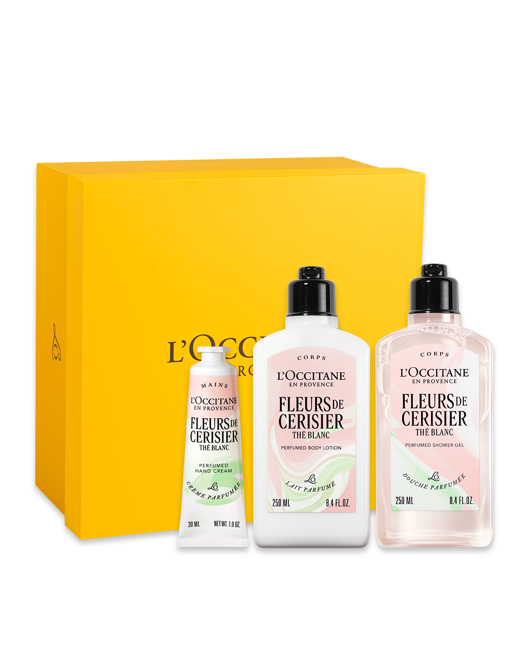 Presente Banho e Hidrata&ccedil;&atilde;o Fleurs de Cerisier Th&eacute; Blanc